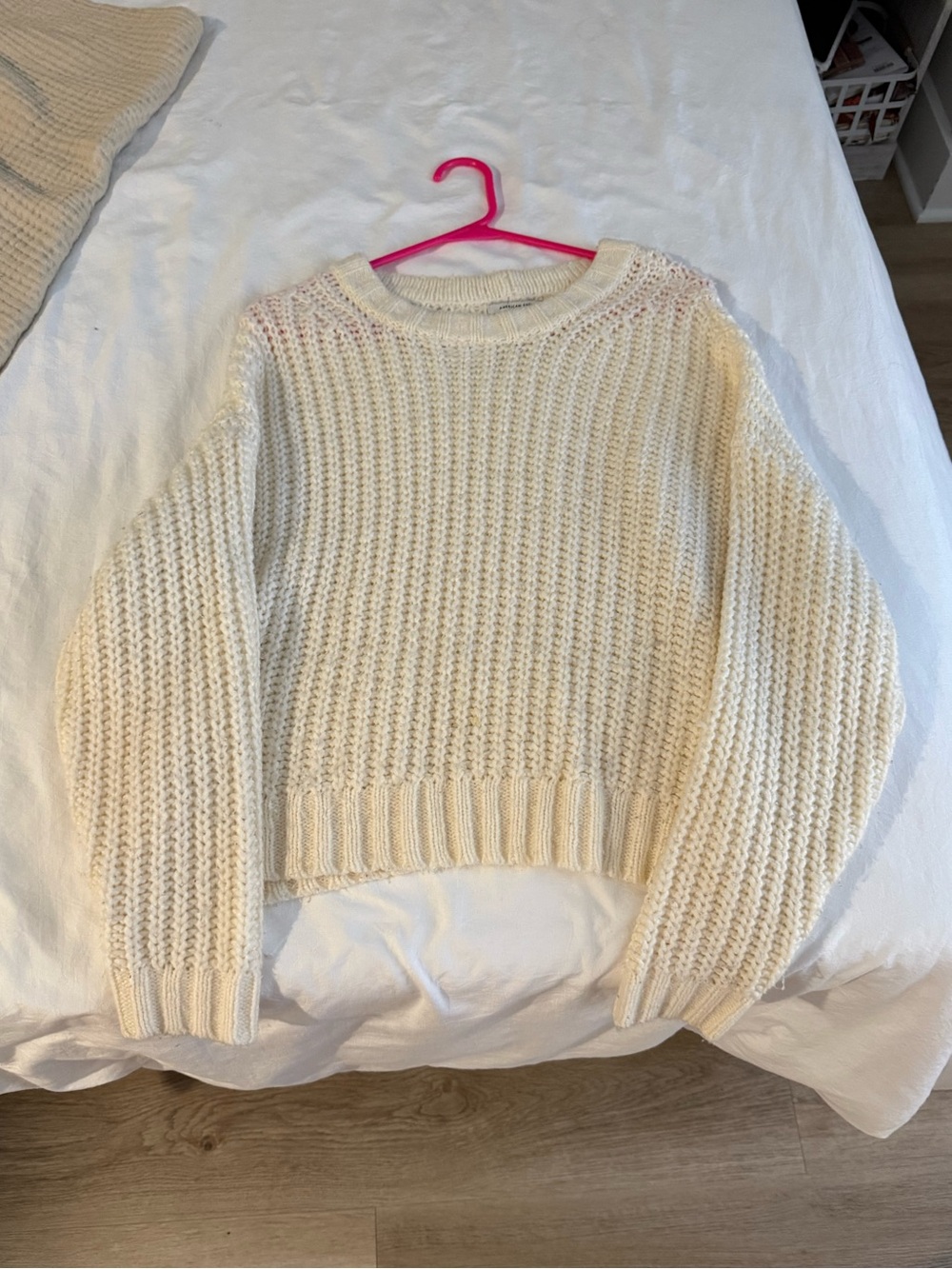 American Eagle Outfitters Cream Chunky Knit Crew Sweater
